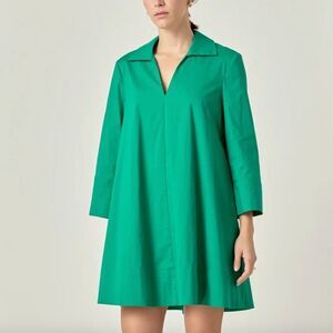 $120 NWT English Factory A-Line Kaftan Collar Dress Green Size MEDIUM‎